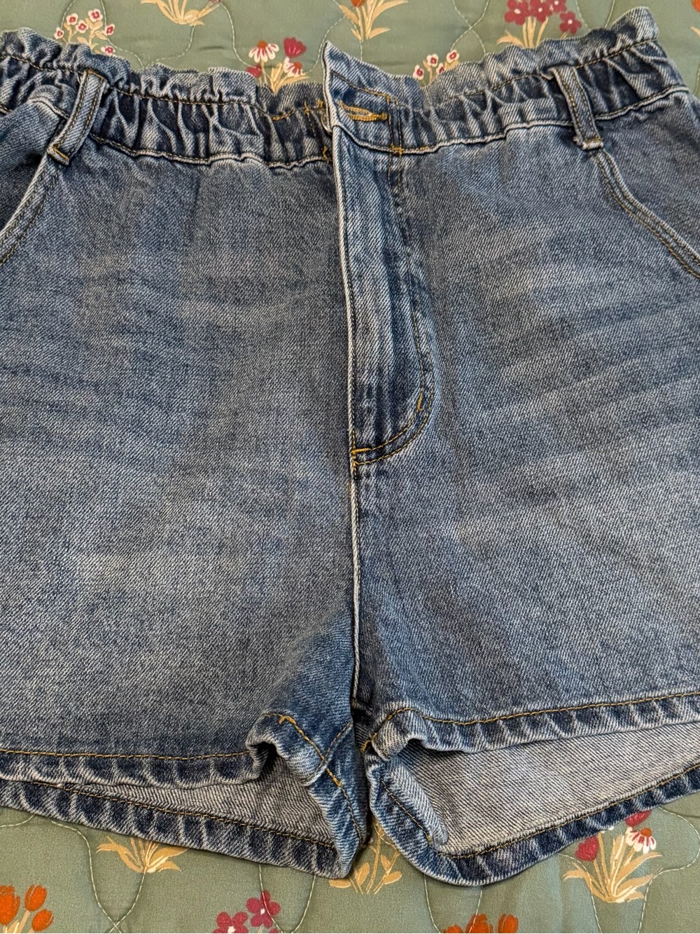 BDG Blue Elastic-Waist Denim Shorts